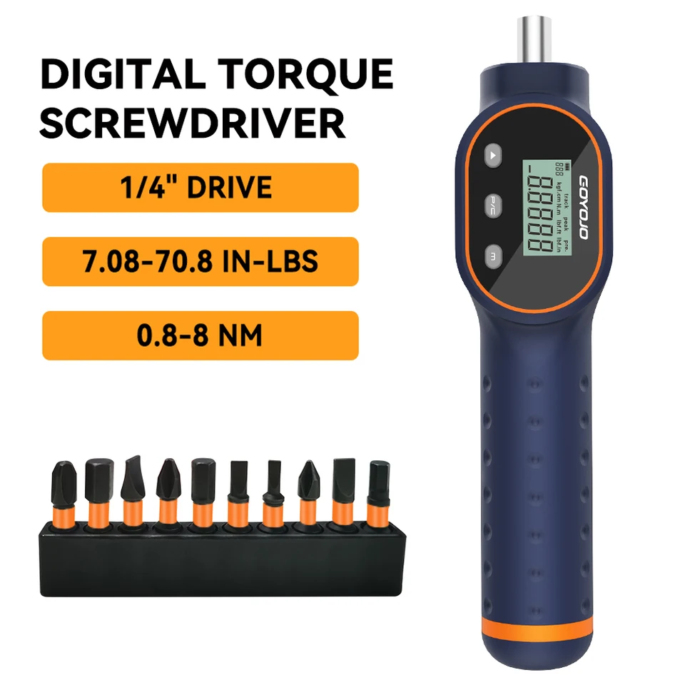 Wrench Set GOYOJO Digital 7.08–70.8 In-lbs, 1/4 Adjustable Inch Torque  Screwdriver