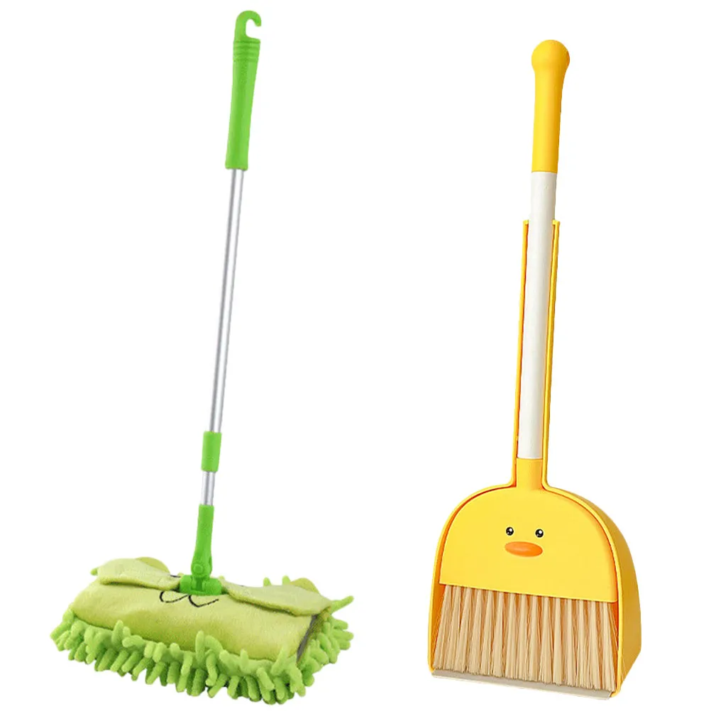 1세트 어린이용 빗자루, 걸레, 쓰레받기 세트, 가벼운 무게, 훌륭한 솜씨, 미니 가정용 청소 도구, 미니 빗자루와 쓰레받기