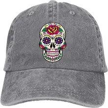 

Flower Skull Baseball Cap Funny Cowboy Hat Unisex Adult Vintage Trucker Hats Adjustable Washable
