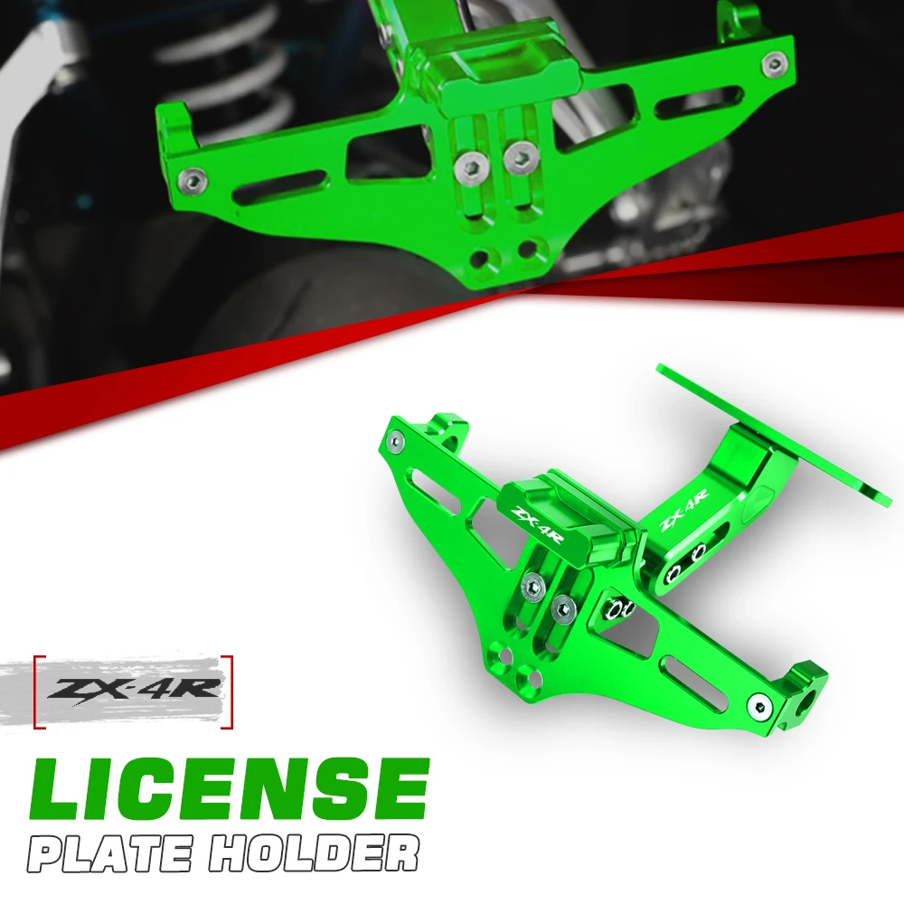 

FOR Kawasaki ZX4R ZX-4R All Year CNC Aluminum Adjustable Moto Accessories Turn Signal Light Bracket License Plate Holder Frame