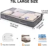 4-Pack Large Capacity Underbed Storage Bags Organizer with Clear Window and Handles for Blanket, Comforter, Bedding, Clothes 2