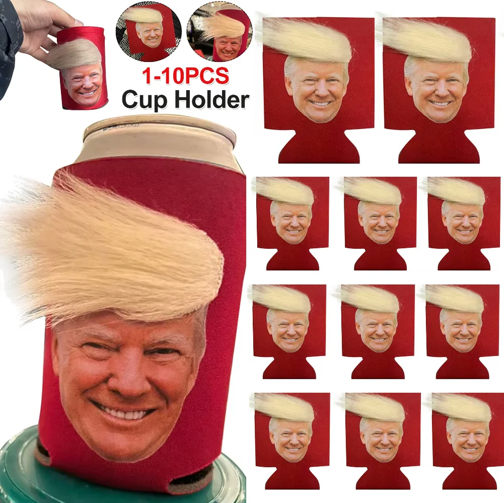 Trump Funny Hair Beer Can Cooler Donald Trump Drink Insulated Sleeves Can Covers for Cans Bottles Pint Glasses Party Cups Coffee