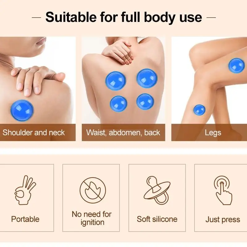 12PCS Silicone medical Vacuum Cans Massage Suction Cup Full Body Vacuum Massager Therapy Suction Cup Set Chinese Cupping 3