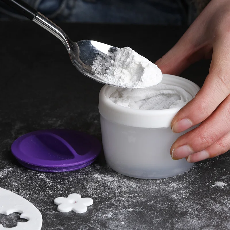 Anti Stick Powder Puff Flip Cake Cookie Flip Candy Paste Powder Spreading Flour Corn Starch Puff Storage Case Baking Tools