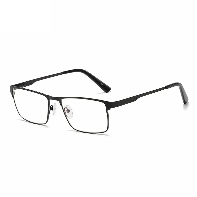 Reading Glasses Men Square Metal Frame Spring Leg Elderly Presbyopia Blue Light Blocking Eye Protection