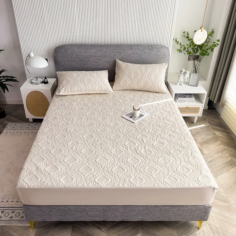 Waterproof Thicken Mattress Pad Protector Breathable Durable Fitted Sheet Bed Cover Quilted Embossed 150x200 180x200 200x220