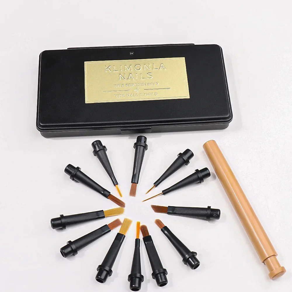 1 Set Manicure Replacement Penset Simple Press To Replace 12 Brush Heads Nylon Hair Drawing Pen Phototherapy Nail Brush Tool 6