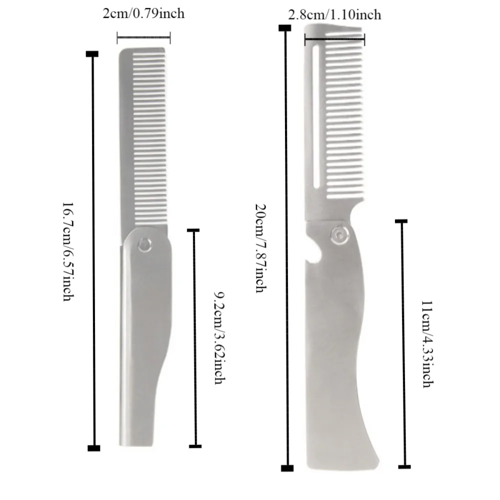 Hairdressing Portable Steel Combs Oil Head Comb Beard Comb Folding Pocket Beard Combs Pocket Comb Barber Tools Hair Styling Comb