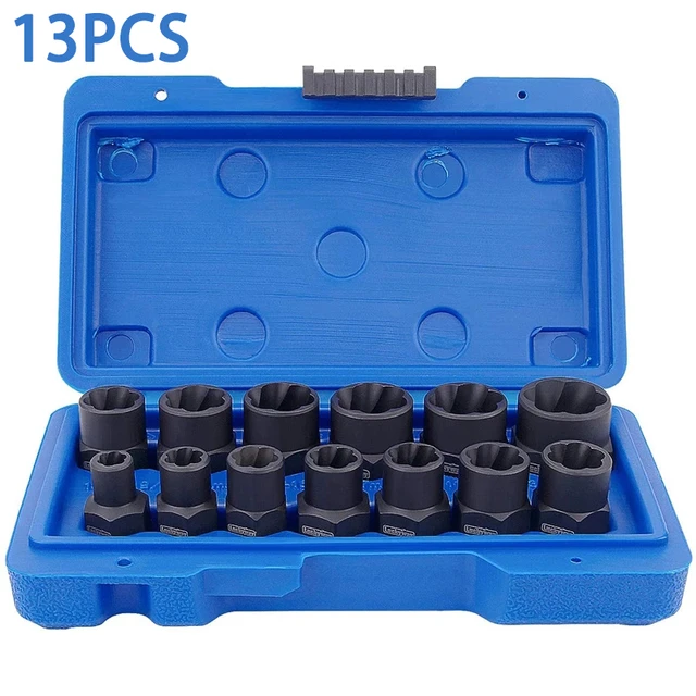 Coffret de 13 extracteur d'écrous, douille pour extracteur de Boulon  endommagés, ensemble d'outils pour retirer les boulons : :  Bricolage