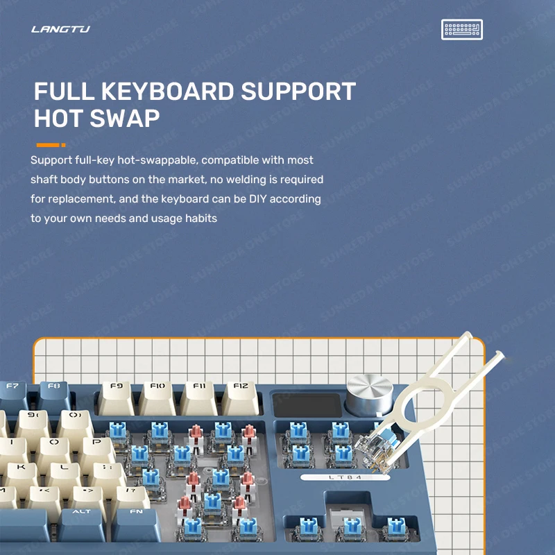 Teclado Mecânico para Jogos 84 Teclas 2.4gbluetooth Completo sem Impacto Rgb Retroiluminado sem Fio com Fio Hot Swap Gamers Teclado K500 Teclado Musicalmachine K500 Langtu-lt84 - Imagem 2