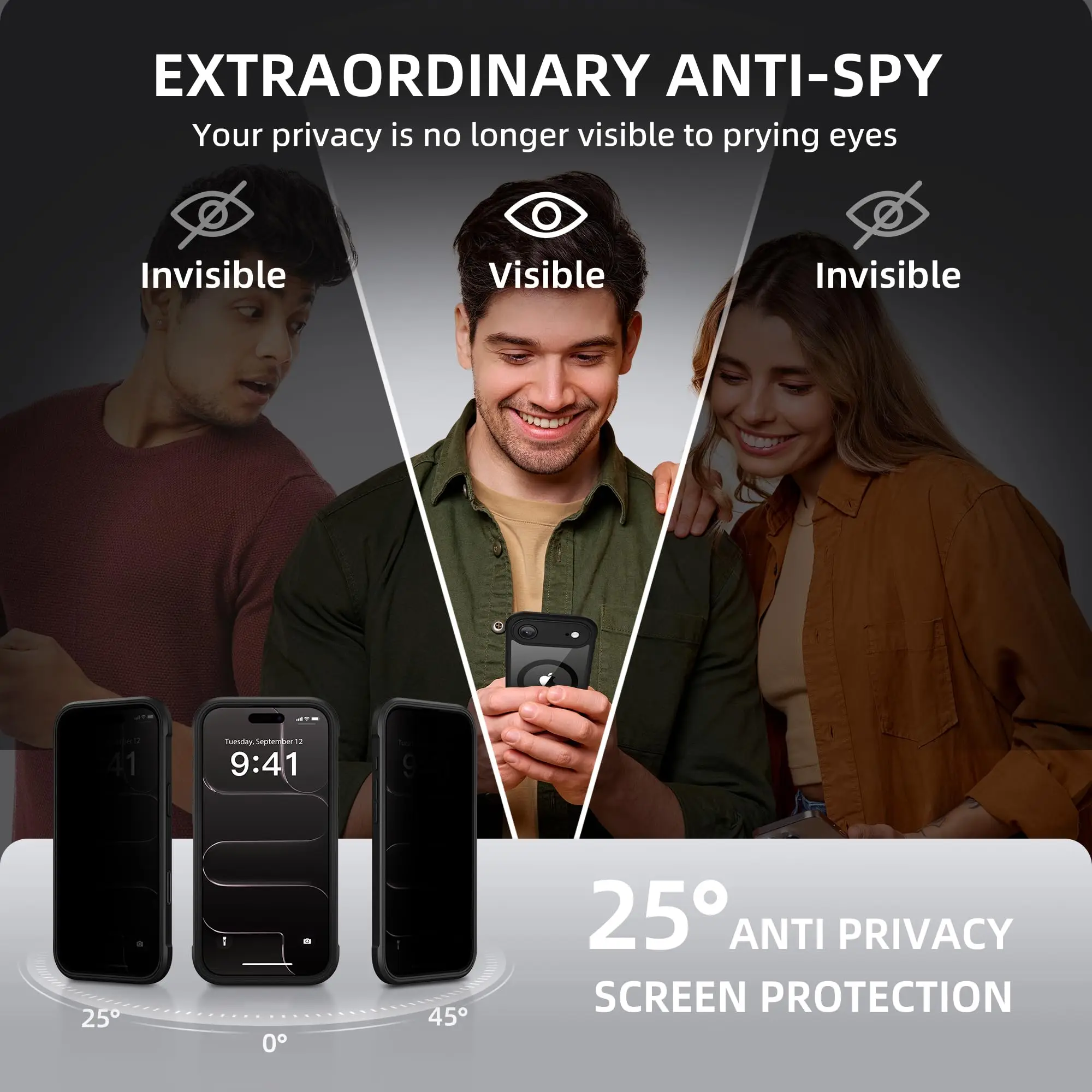 Per la custodia iPhone Air con protezione per lo schermo privacy integrata MagSafe e protezione della fotocamera Custodia per telefono trasparente antiurto per tutto il corpo - immagine 2