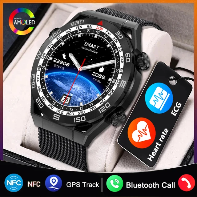 Huawei-reloj inteligente para hombre, accesorio de pulsera resistente al  agua IP68 con NFC, Pantalla AMOLED, Dial personalizado, respuesta a  llamadas, GPS, seguimiento de brújula, compatible con Huawei Ultimate, 2024  - AliExpress