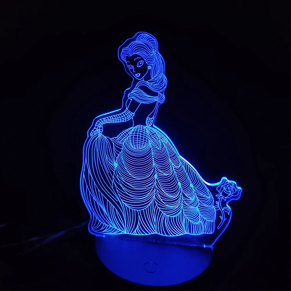Frozen/Beauty and the Beast 3D Night Light LED Light with Remote Control and USB Cable for Bedroom Living Room Children's Gift best night light Night Lights