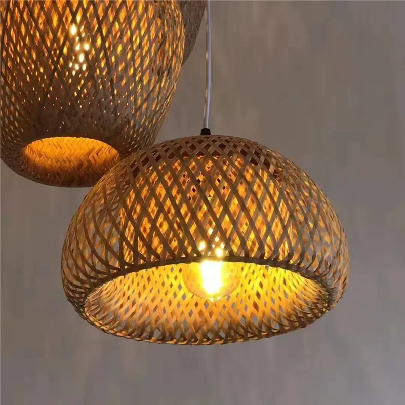 Bamboo Chandelier Pendant Lamp Hanging Wood Ceiling Light Decor LED Chinese Hand Kitted Handmade Lighting for Home Living Room 4