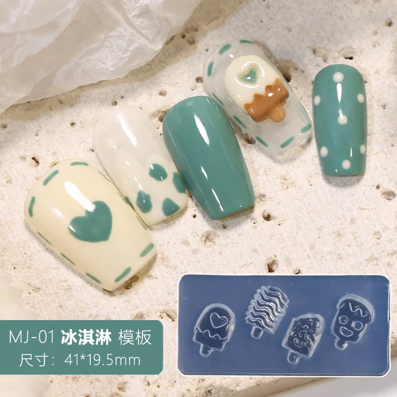 1PC 3D Silicone Nail Carving Mould Bow Bear Love Mould Stamping Design Gel Mould DIY Nail Enhancement Auxiliary Tool Various 6