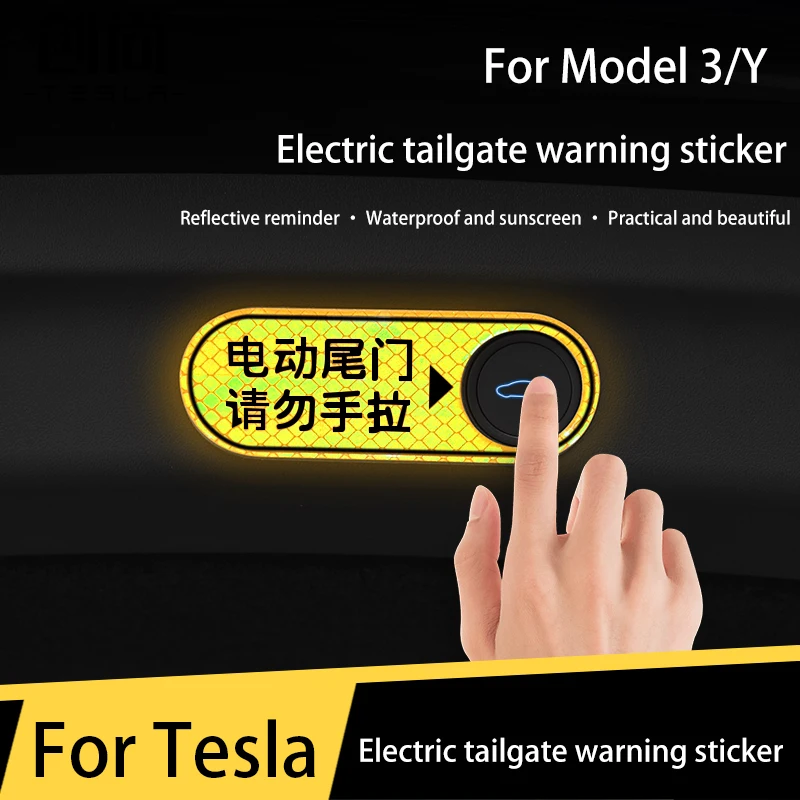 

For Tesla Model3/Y electric tailgate sticker lift car door warning sticker prompt modification accessories