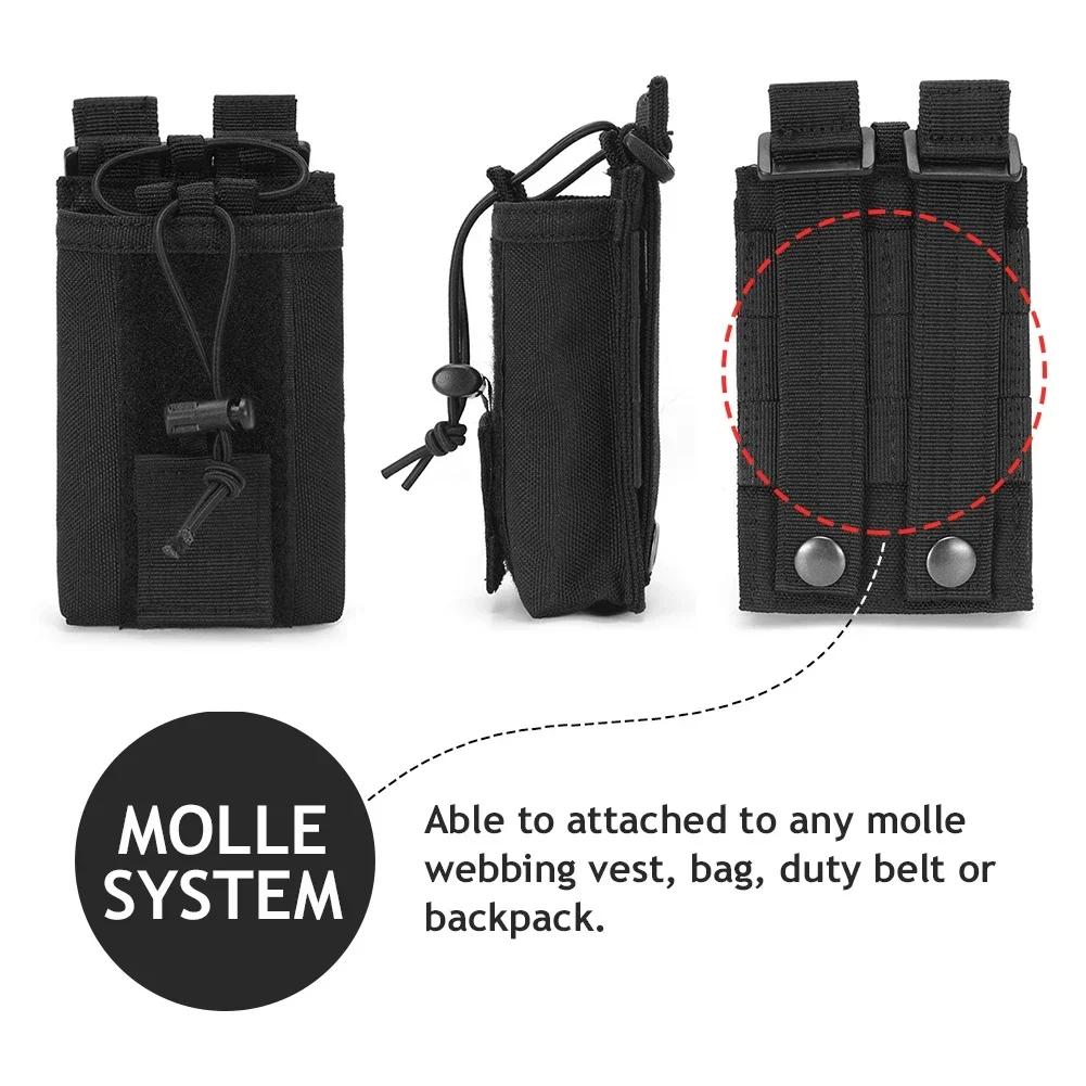 Tactical Molle Radio Walkie Talkie Pouch Waist Bag Holder Pocket Portable Interphone Holster Carry Bag for Hunting Camping