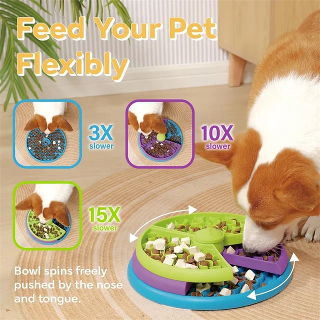 Dog Puzzle Slow Feeder Interactive Dog Puzzle Game 3 Layers Detachable Slow Eating Dog Bowl Anti-anxiety Dog Feeder Bowl 3