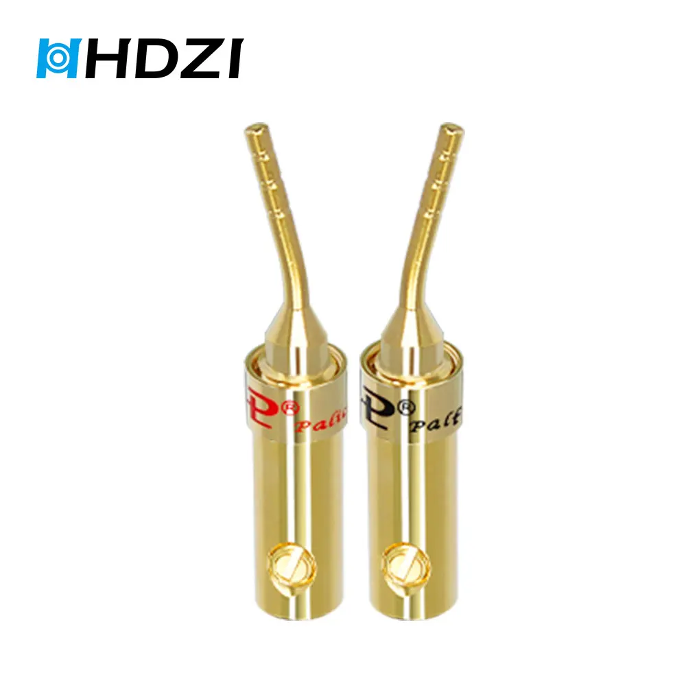 HHDZI Audio Pailiccs 4Mm Bent Needle Type Banana Plugs Copper Gold