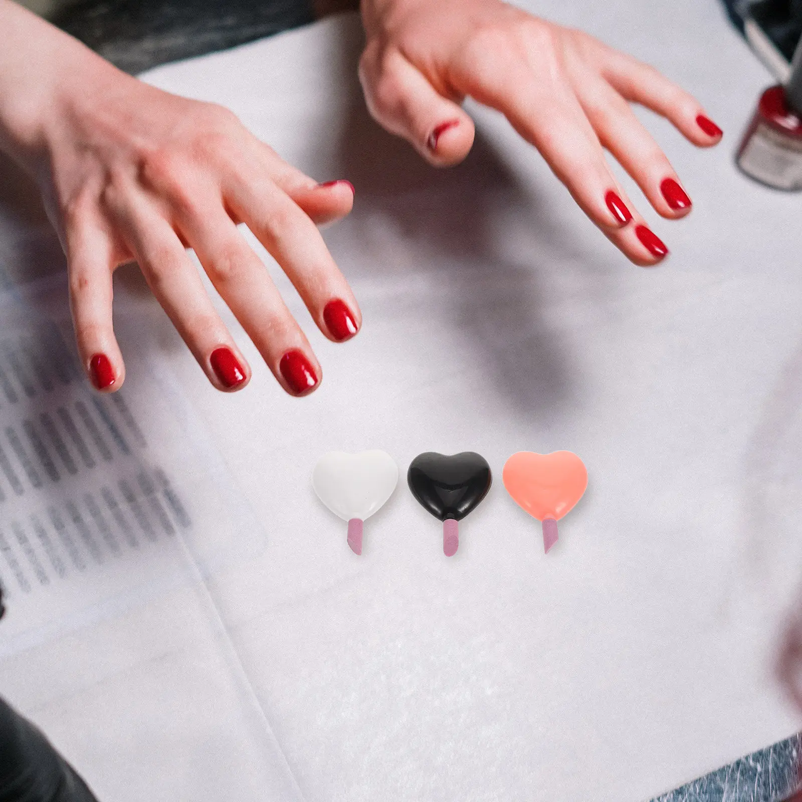 6종 하트 모양 네일 케어 세트 휴대용 경석 버퍼 네일 폴리쉬 리무버 큐티클 푸셔 펜 매니큐어 도구 우아한 색상