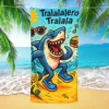 Interesting Tropical Cartoon Shark Tralalero Tralala Printed Beach Towel, Anti Sand Super Absorbent Quick Drying Towel 4