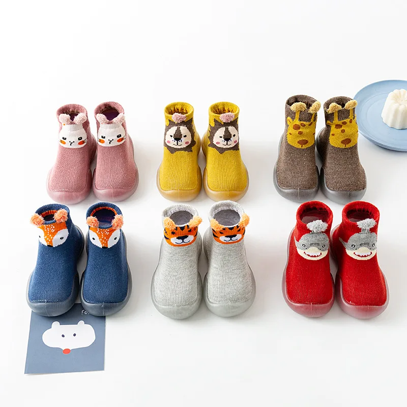 Newborn Girls Boys Cute Toddler Shoes Socks Winter Baby Cartoon Animal Floor Socks with Rubber Soft Anti Slip Sole Infant Stuff