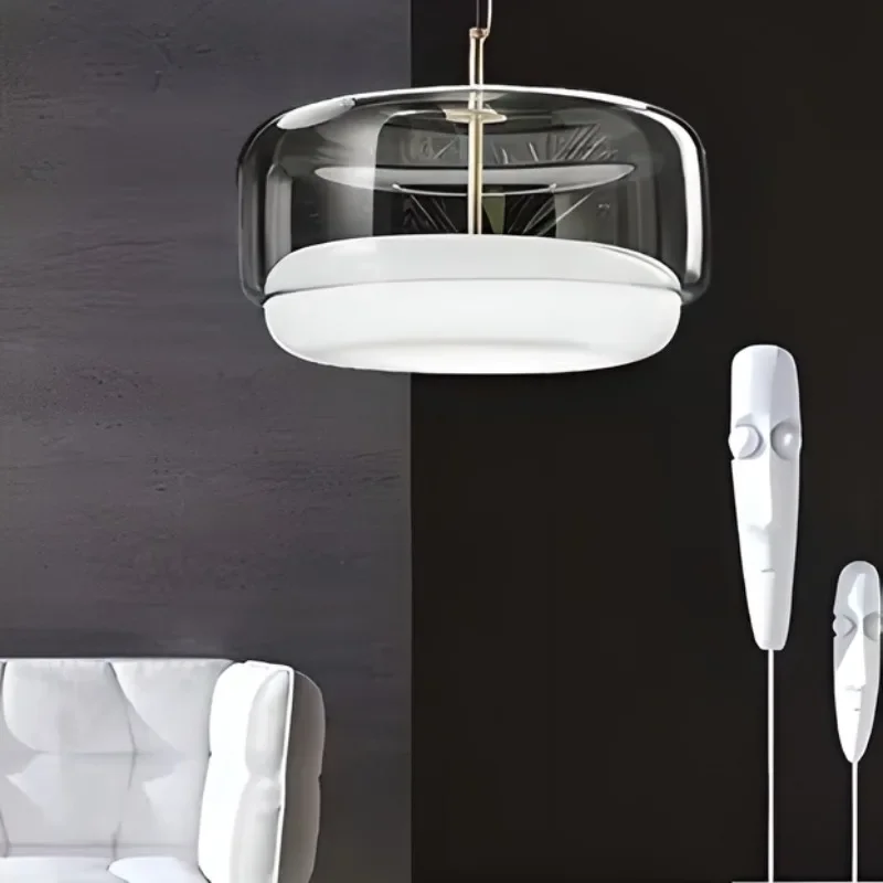 

Retro Glass Led Pendant Lamp Luxury Home Decoration Kitchen Bedroom Living Room Decor Light Modern Circle Ring Iron Chandeliers
