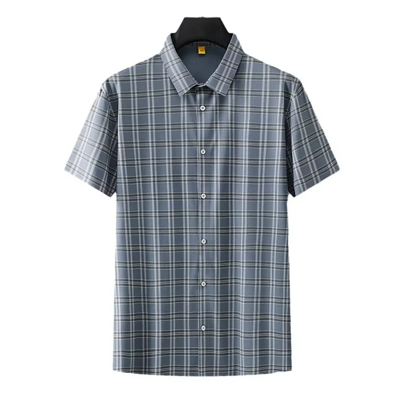 

new arrival Summer Shirts High Quality Fashion Male Plaid Formal Casual Men Short Sleeve Super Large Plus Size 3XL-6XL 7XL 8XL