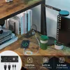 Twin Metal Loft Bed L-Shaped Desk,LED Lights,Charging Station LED Loft Bed Frame Twin Size 3 Storage Shelves 3 Fabric Drawers 5