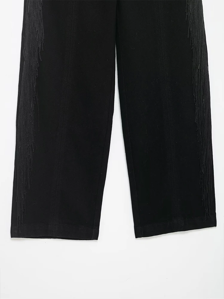 Casual Loose Pants Women High Waist Straight Trousers Female 2026 Spring Autumn Fashion Tassel Elegant Lady Streetwear Pants  ﻿