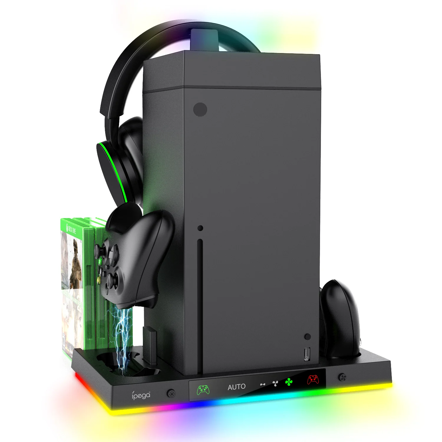 IPEGA Stand for Xbox Series X Console,Smart Temperature Control Dock + Overhead Cooling Fan with RGB Light Stand XBX024S