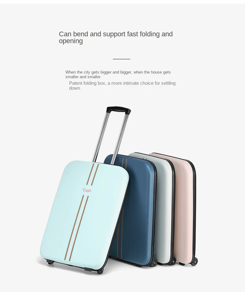

Foldable suitcase, women's 20-inch cabin suitcase, men's one-way wheel, trolley suitcase, small size, lightweight suitcase