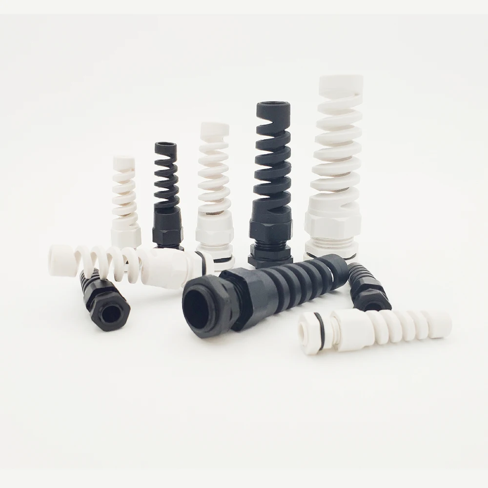 Nylon Cable conduit Gland 2-6mm thread wire gland Plastic Flex Spiral Strain Relief cable connection M16 PG9 5pcs