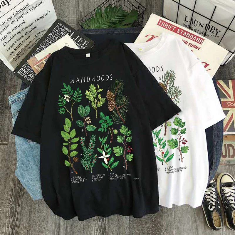 Y2k Short Sleeve Tshirt Botany Print Women Graphic t shirts Summer Y2k Top Casual Oversized T Shirt Plus Size Women Clothing