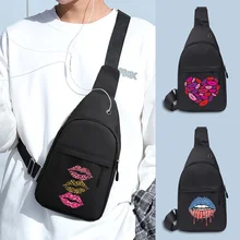 

Multifunction Shoulder Chest Bags Travel Sport Men Bag Mouth Printing with USB Charging Hole Clutches Crossbody Bagss for Woman