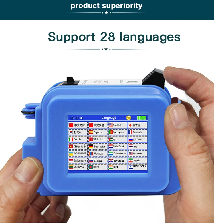28 Languages12.7mm PC13plus Portable Mini Inkjet Printer QR Bar Batch Code Dat