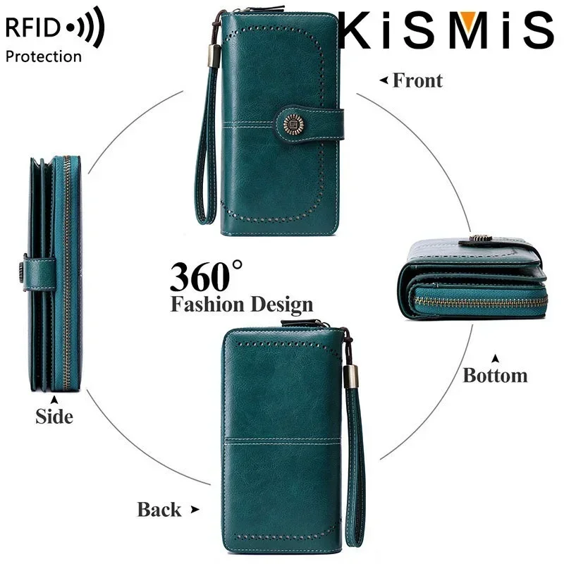 Elegant Women's High-Quality RFID Leather Wallet with Multi-Card Holder