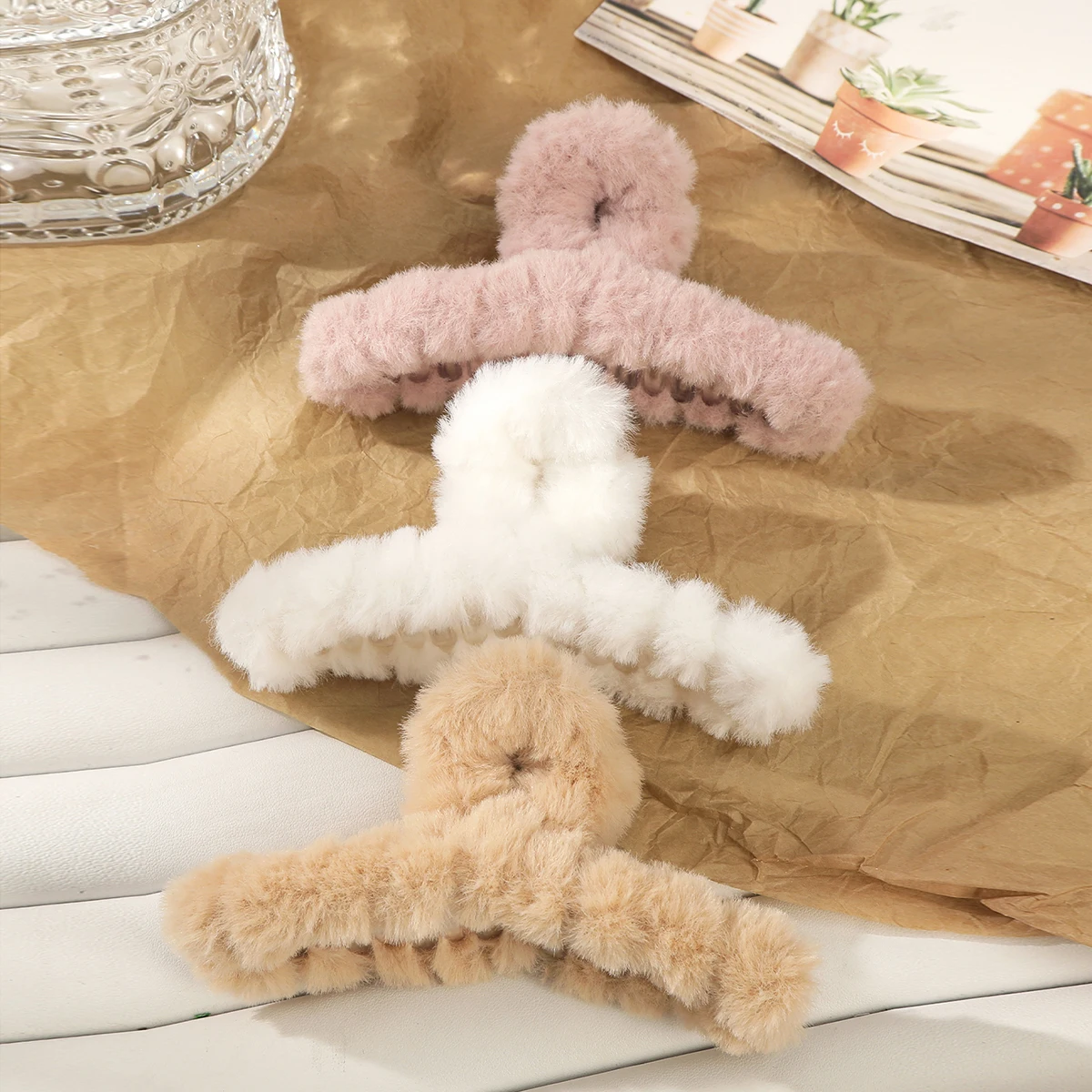 3PCS/set Plush Crab Clip Large Winter Hair Clip For Girls Shark Clip On The Back Of The Head Hair Clips Headwear Hair Accessory