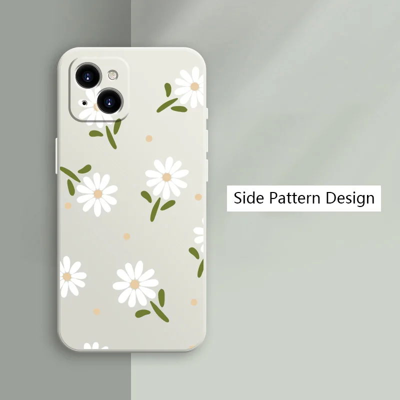 Whimsical Cartoon Floral Silicone Square Phone Case Cover