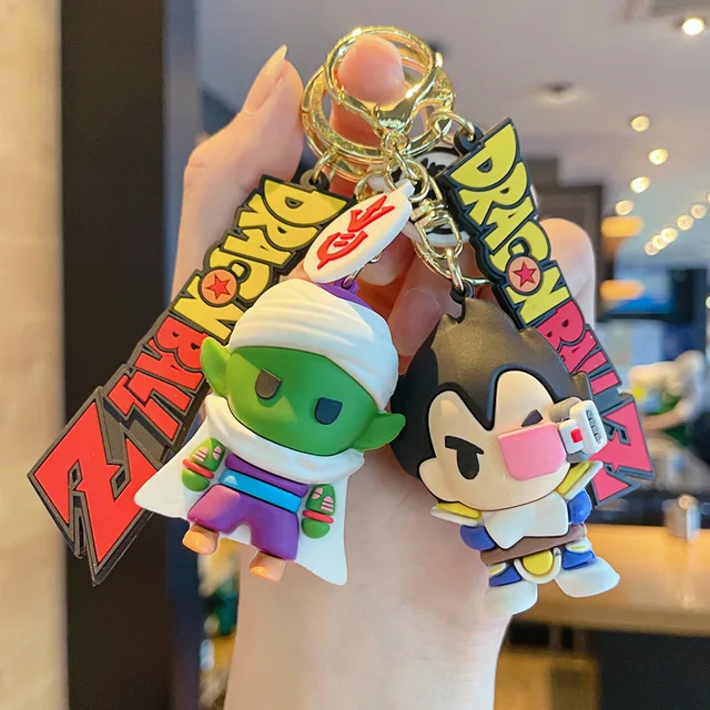 Dragon Ball Keychain PVC Cartoon Anime Figure Trunks Son Goku Piccolo Buu Vegeta Action Figures Key Chain Keyring Bag Pendant 2