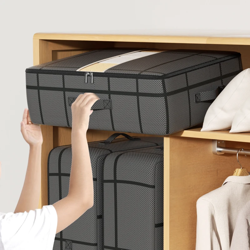1Pc portable large capacity quilt storage bag Underbed storage bag Wardrobe clothes Organizer family mobile storage bag 3