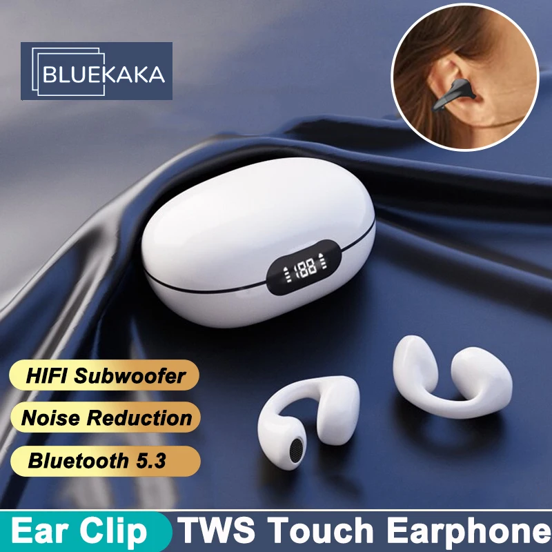 

2023 New Bluetooth Headset TWS Ear Clip Earphone Noise Canceling Low Latency 9D HIFI Stereo Wireless Headphones for iphone