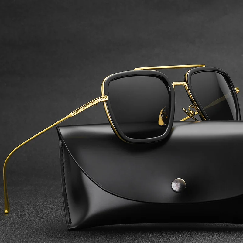Tony Stark Robert Downey Men Women Sunglasses Square Frame Transparent Lenses Sun Glasses Male Ladies Eyewear Free_voghion.com