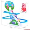 Light Music Ramp Racer Track Slide Toddler Kids Birthday Gift Cartoon Piggy Electric Climbing Stairs Toy 6
