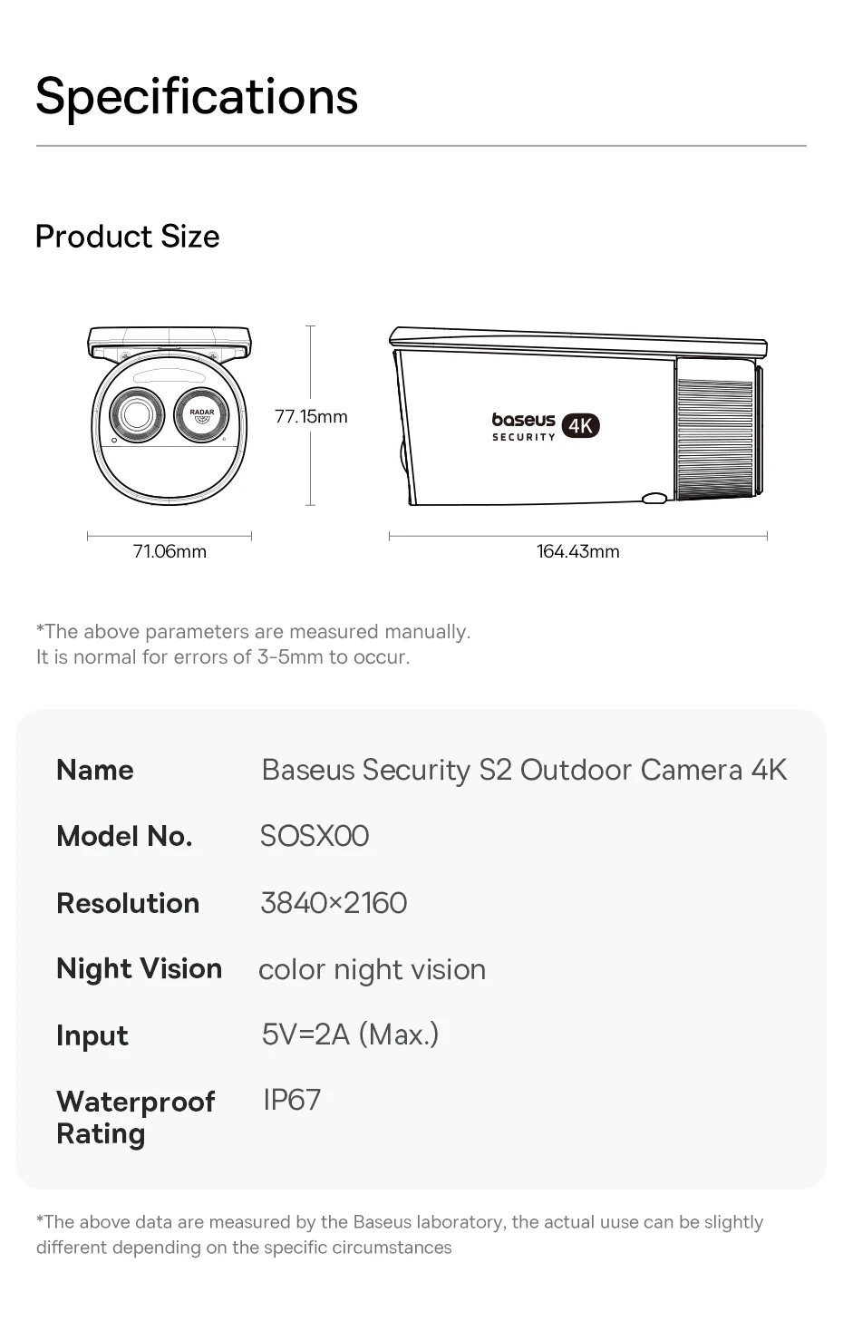 Baseus Security S2 Outdoor Camera 4K Clarity Solar