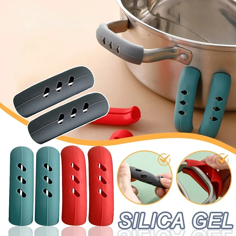 Pot Handle Cover 2/4/8Pcs Silicone Pan Handle Cover Heat Insulation Non-slip Steamer Casserole Pan Handle Holder Kitchen Tool