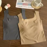 Slim Fit Ice Silk Vest Women's Inner Wear ort Sle Square Collar Tank Top with Strap And Chest Pad Summer New Arrival - Image 4