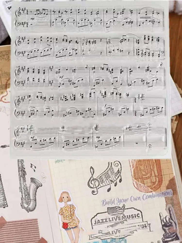 10x10cm DIY Hand Konto Blatt Musik Stempel Sammelalbum fertig Stempel transparent Musik note Siegel – Detail 8