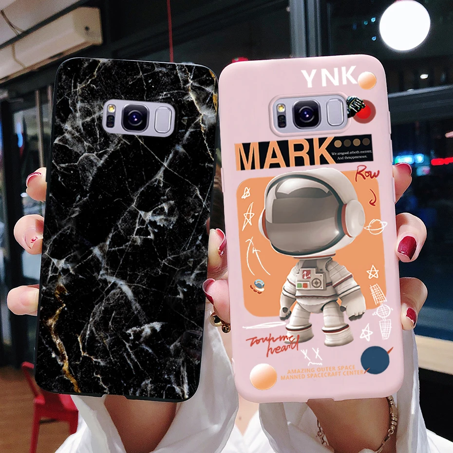 Per Samsung Galaxy S8 Custodia Cute Black Astronaut Marble Silicone Slim Phone Cover Opaca Fundas Per Samsung S8 S 8 Plus Custodie Morbide