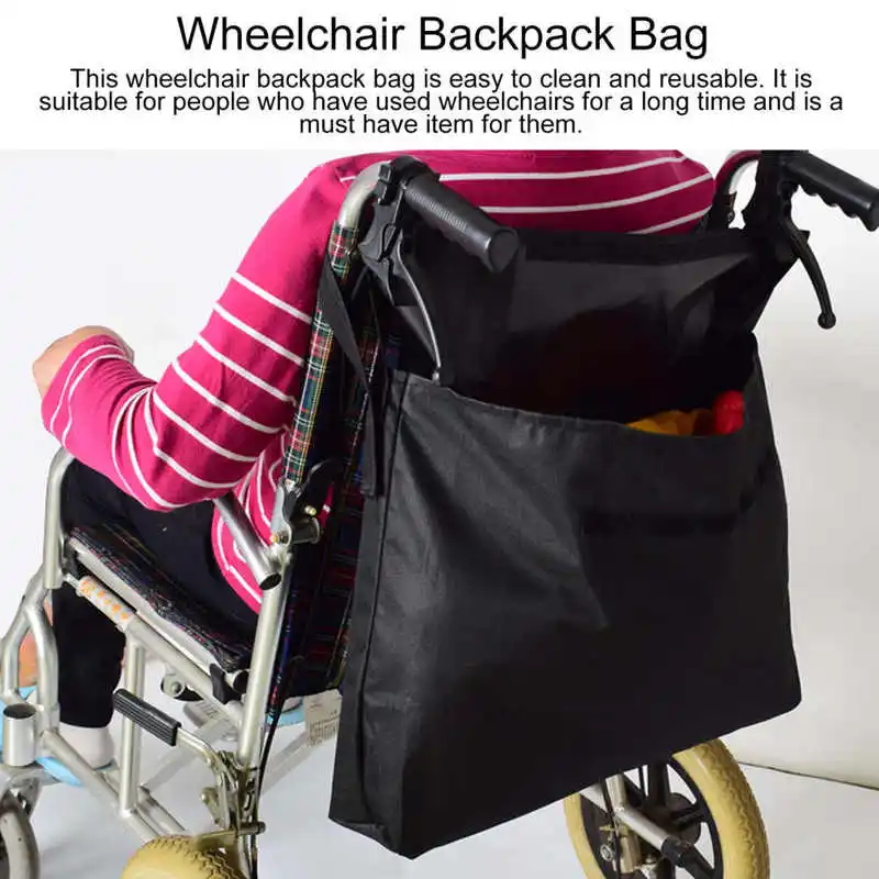 Wheelchair Backpack Bag Wheelchair Back Organizer Pouch Reflective Stripe Wheelchair Storage Accessories for Disabled Elderly 2
